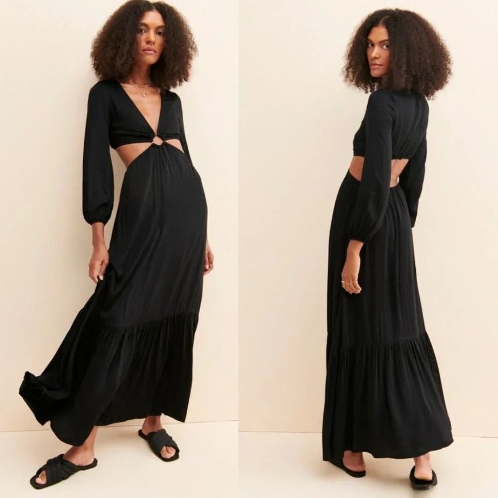 Anthropologie BTFL-Life Cutout Maxi Dress Black Size Medium $109